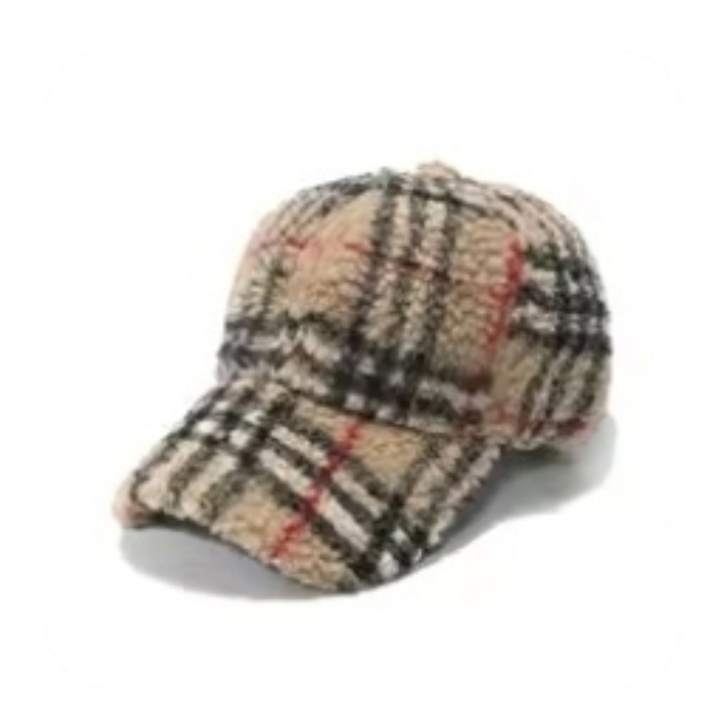 New Plaid Check Fleece Cap Baseball Hat UNISEX